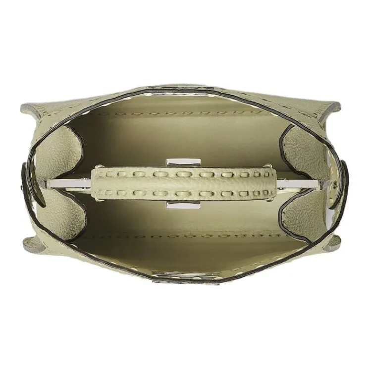 FENDI Peekaboo ISeeU Calfskin One Shoulder Handbag Small Size Women's Green-3