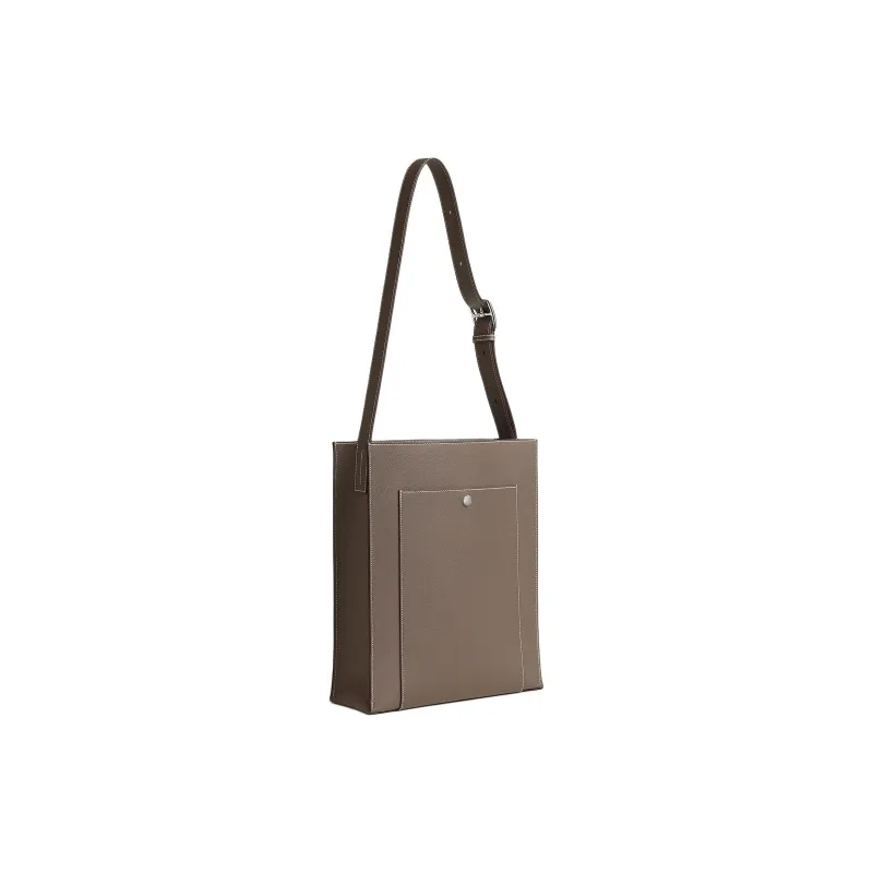 HERMES Cab H Evercolor Leather Tote Bag Shopping Bag Handbag Men's 18 Etoupe Elephant Gray-2