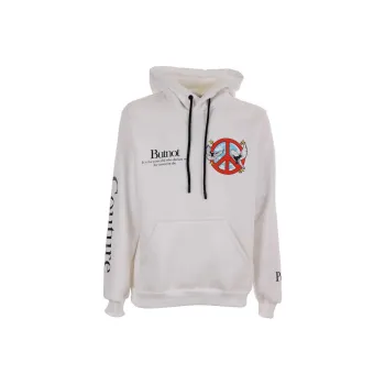 BUTNOT STREET COUTURE Felpa Con Cappuccio E Stampa Peace Sweatshirt Men's Cream White