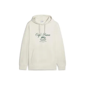 PUMA CLASSICS CAFE Hoodie Fleece Sweatshirt Men's White