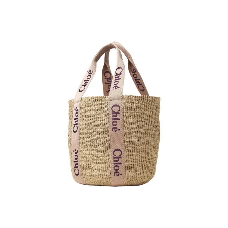 Chloe Woody Paper Handbag Tubas Women's Tan Rose-1