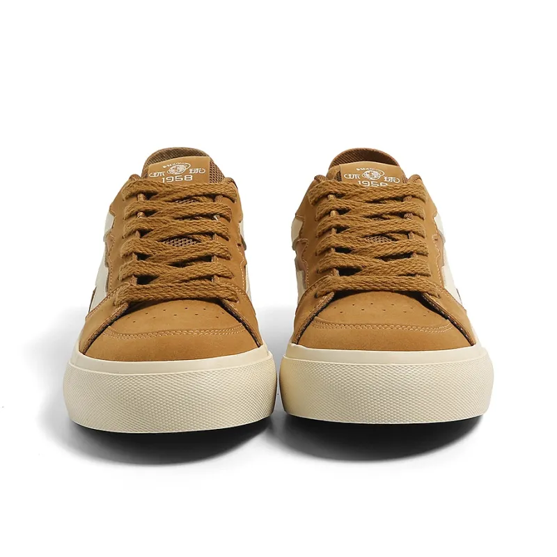 HUANQIU Coverage Anti Slip Wear Resistant Lightweight Breathable Low Top Skateboard Shoes Men's Wheat-3