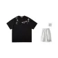 Black Short-Sleeved Shirt+Heather Gray Shorts