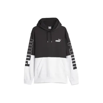 PUMA Hoodie Color Block POWER Homme Sweatshirt Men's Black White