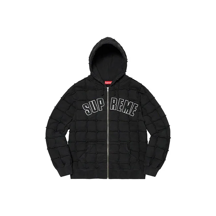 Supreme Reverse Patchwork Zip Up Hooded Sweatshirt-0