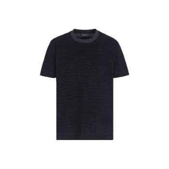 EMPORIO ARMANI Asv Lyocell blend Jersey T shirt With All over Flocked Logo Lettering