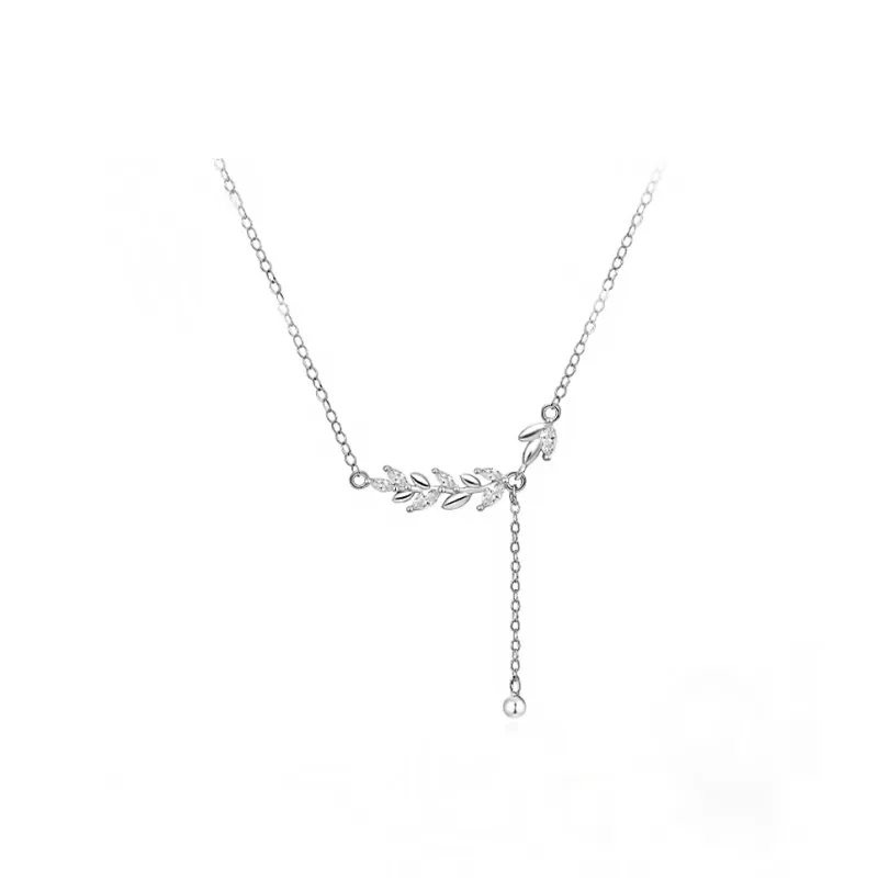 Regalrose 999 Fine Silver Wheat Ear Necklace Women's Silver-0