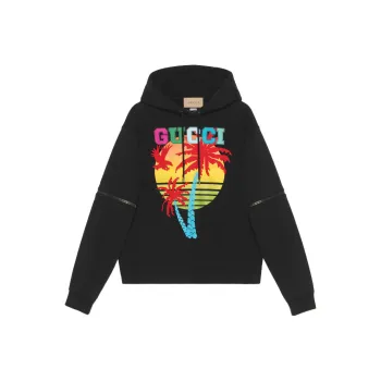 GUCCI Removable sleeve GUCCI Sunset print Hoodie