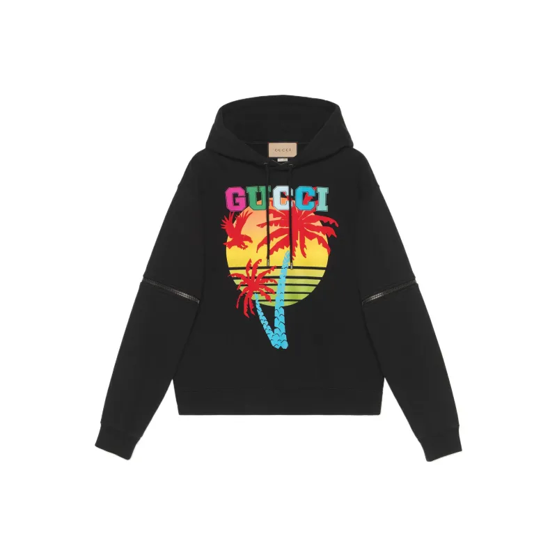 GUCCI Removable sleeve GUCCI Sunset print Hoodie-0