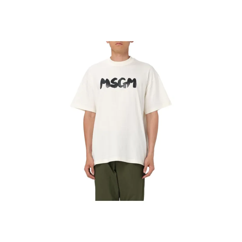 MSGM Brushed Logo Crewneck T Shirt-0
