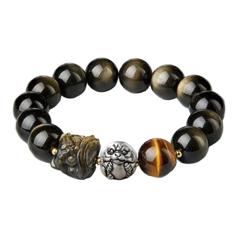 Moonstone Edge Obsidian Bracelets Unisex-2