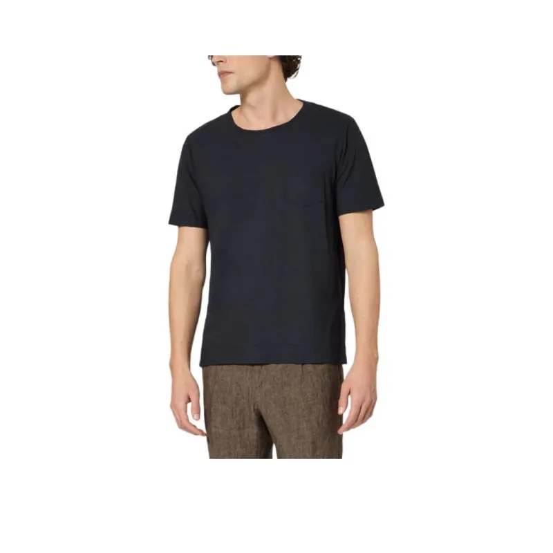 MASSIMO ALBA Solid Color Crew Neck Pullover Short-Sleeved T-Shirt Men's Navy-0