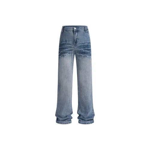 PAINT STAIN Fashion Casual Pants Unisex's Blue Shades