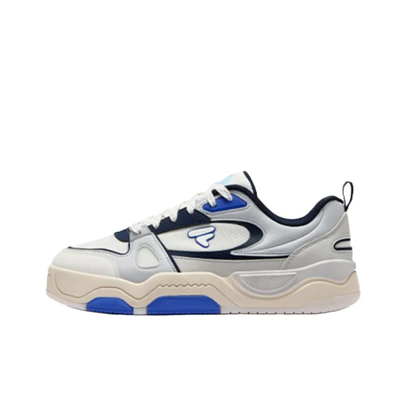 FILA FUSION BANK III Anti Slip Wear Resistant Low Top Skateboard Shoes Men's White Gray-0