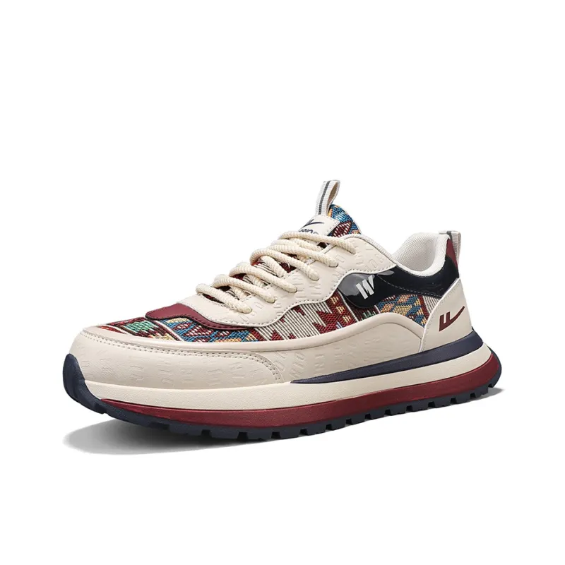 Warrior Anti Slip And Wear Resistant Height Increasing Low Top Casual Shoes Men's Beige Blue Red-1