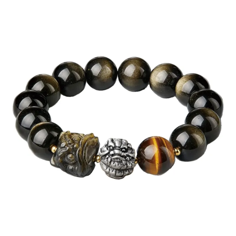 Moonstone Edge Obsidian Bracelets Unisex-4