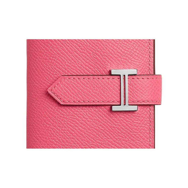 HERMES Bearn Epsom Calfskin Wallet Mini Women's 8W Rose Azalee New Lipstick Powder-2