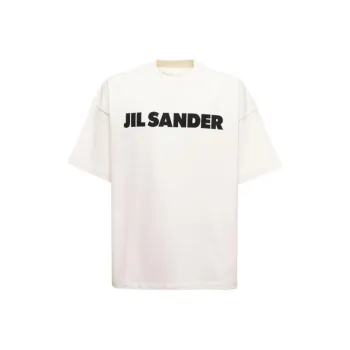 JIL SANDER Boxy Fit Logo Print Cotton T Shirt