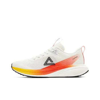 PEAK Cushioning Rebound Abrasion Resistant Lightweight Breathable Low Top Running Shoes Men's Milk White Orange
