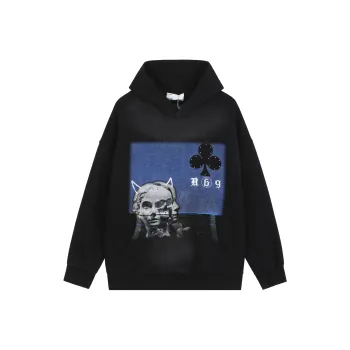 R69 Hooded Loose Fit Sweatshirt Unisex Black