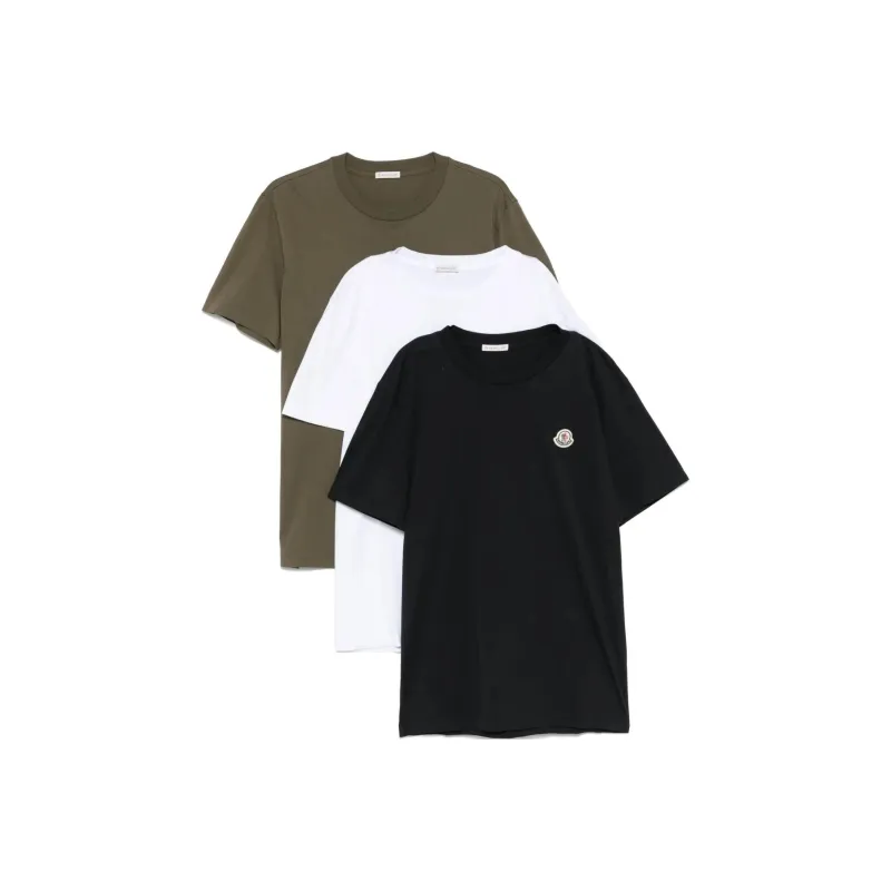 Moncler Logo patch Cotton T shirts Pack Of Three-0