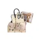 Luxury Beige Blue Bag+Begonia Silk Scarf