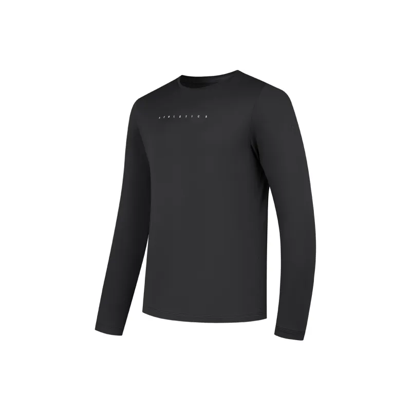 QIAODAN Early Autumn Long Sleeved T Shirt Men's Black-0