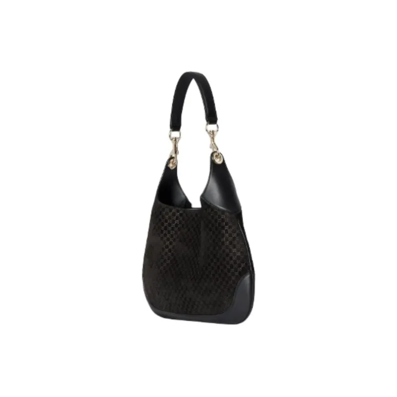 GUCCI Suede Material Shoulder Bag Small Size Women's Black-1