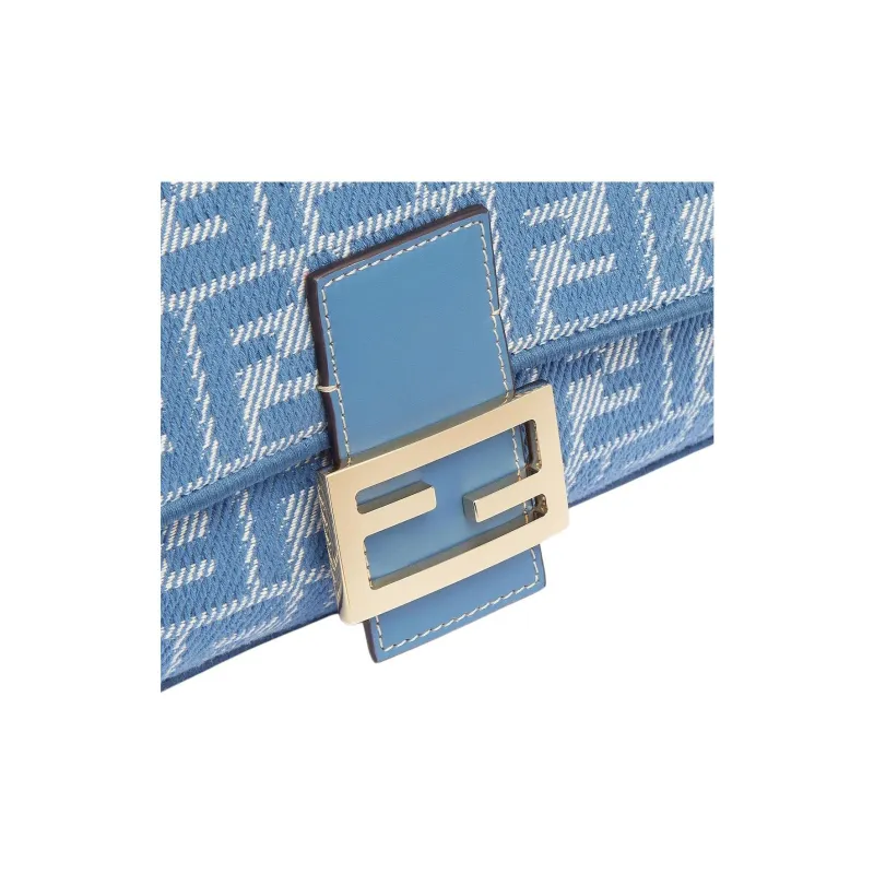 FENDI Baguette Fabric Shoulder Bag, Crossbody Bag, Handbag Medium Size Women's Blue-4