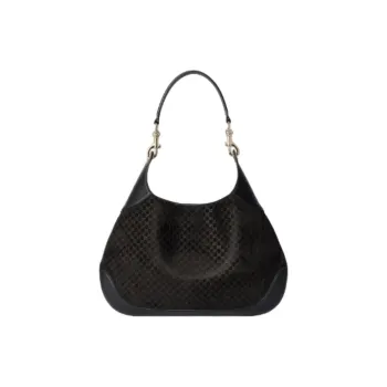 GUCCI Suede Material Shoulder Bag Small Size Women's Black