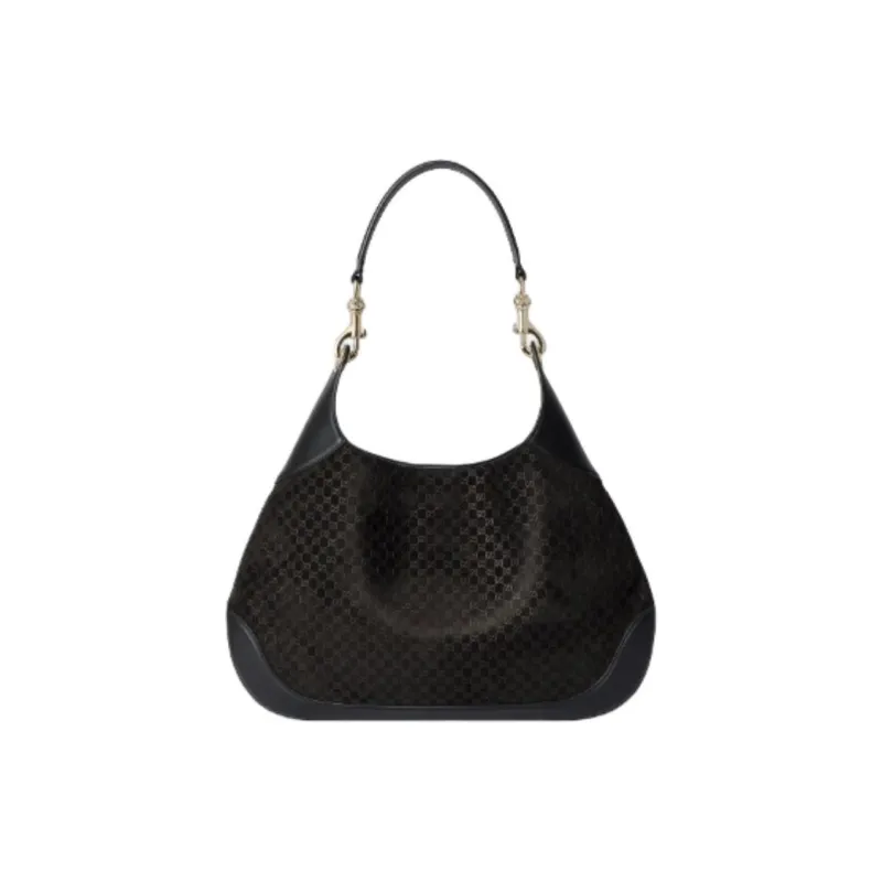 GUCCI Suede Material Shoulder Bag Small Size Women's Black-0