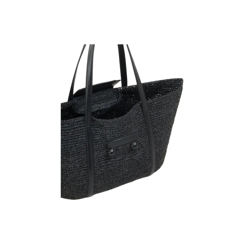 MARNI Trunkaroo Paper With Calfskin Tote Bag, Shopping Bag, Handbag, Shoulder Bag Medium Size Women's Black-4