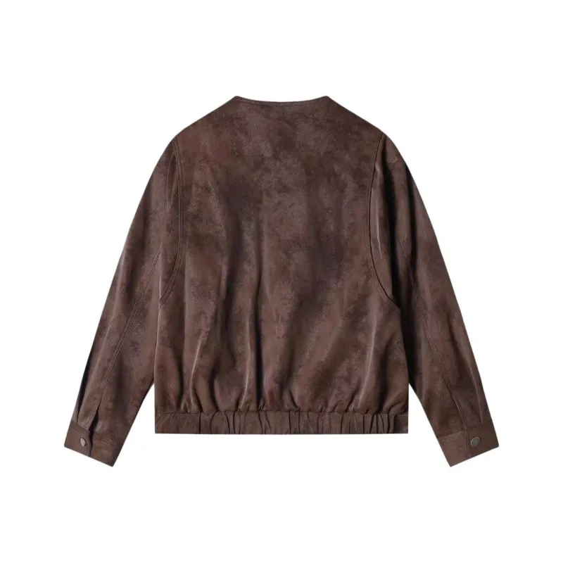 WELTER EXPERIMENT Leather Jacket Unisex Brown-1