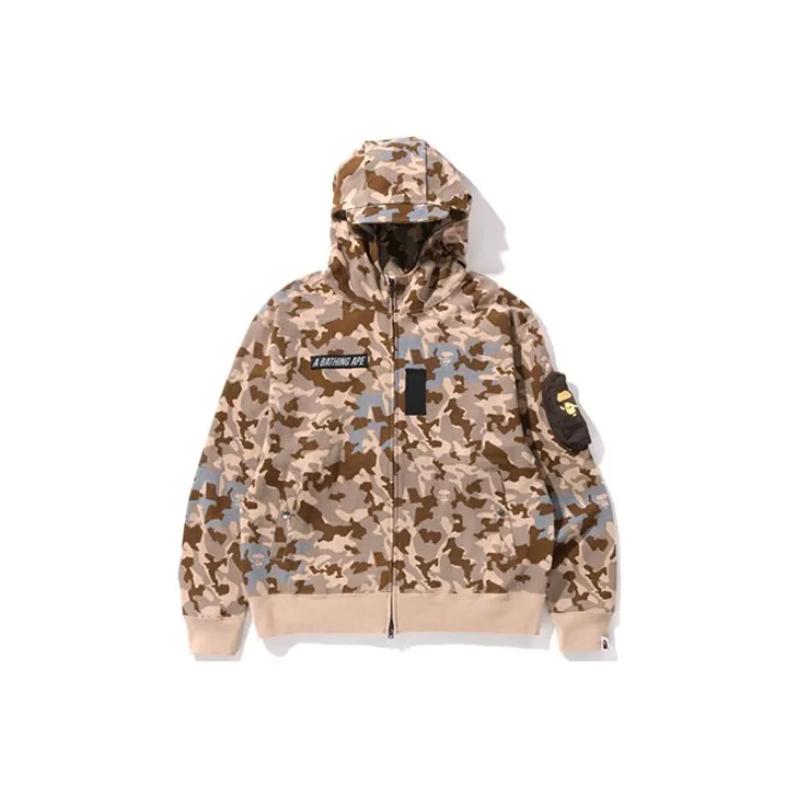 A BATHING APE Sand Camo Military Relaxed Fit Full Zip Mask Hoodie-0