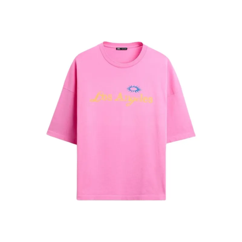 ZARA T-Shirt Men's Neon Pink Red-0