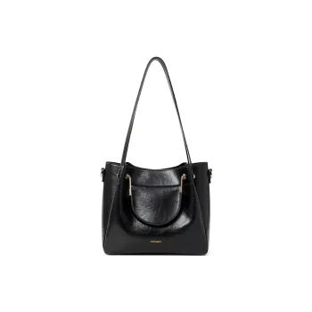 Teenmix Synthetic Leather With Cow Leather Handbag Regular Women's Ebony/Black/Rouge Red