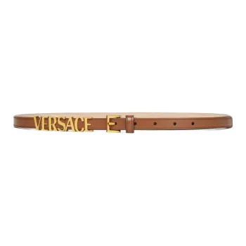 VERSACE Logo print Leather Belt
