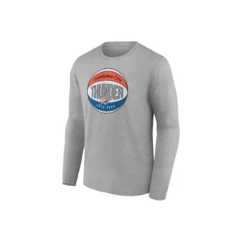 NBA Fanatics Oklahoma City Thunder Brand Pattern Comfortable Crew Neck Long-Sleeved T-Shirt Men's Gray