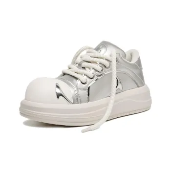 GIGIRYO Shock Absorbers With Slip Resistant And Abrasion Resistant Properties Low Top Casual Shoes Unisex Silver