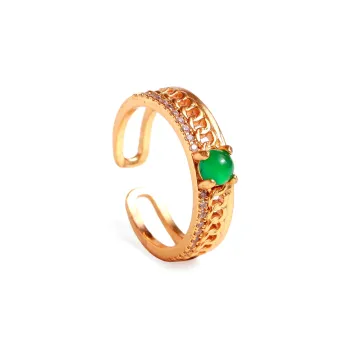 Artisan Lock Heart Jade Chalcedony Rings Unisex