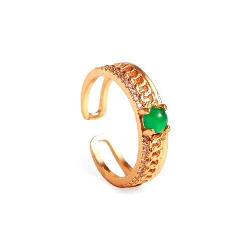 Artisan Lock Heart Jade Chalcedony Rings Unisex