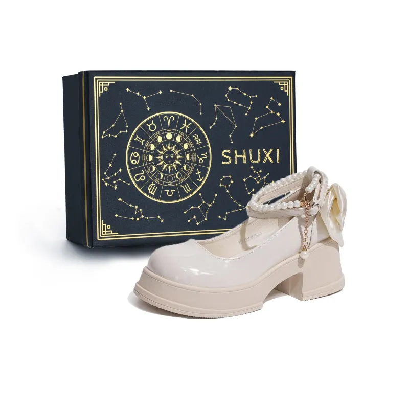 SHUXI Chunky Heel High Heels 6.5cm Women's Black Beige-19