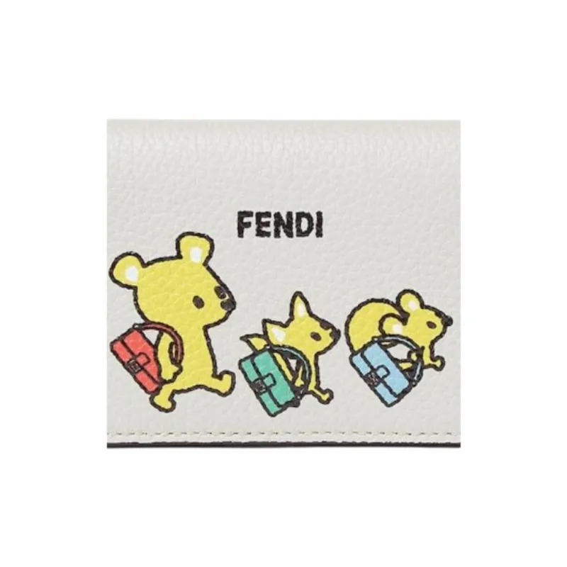 FENDI Baguette Grain Leather Card Holder Men's Multicolor-3