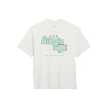 COACH Letter Print Crew Neck Short Sleeved T Shirt T Shirt Men's White
