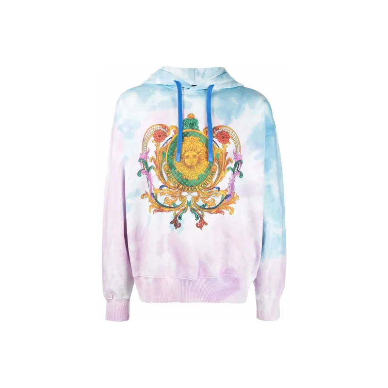 VERSACE Jeans Couture Tie Dye Barocco Printed Drawstring Hoodie-0