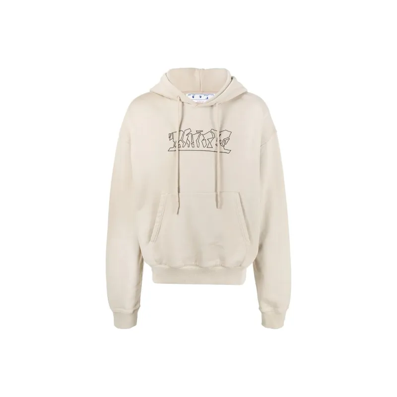 OFF WHITE Logo embroidered Cotton Hoodie-0