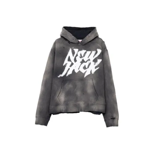 Mihara Yasuhiro Destroyed Printed Hoodie Sweatshirt Men's Black