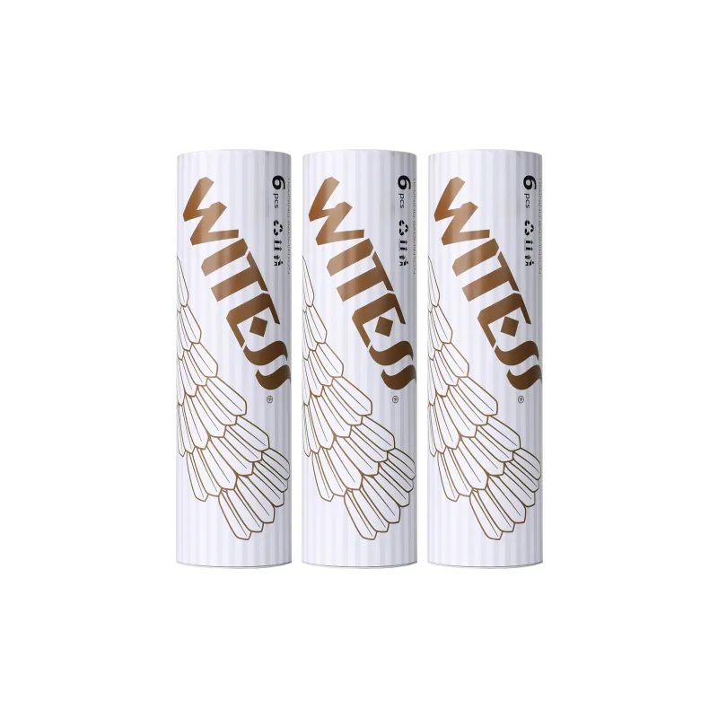 WITESS YB406A White Badminton 6 Pack Duck Feather Training Competition Specialized Shuttlecocks-4