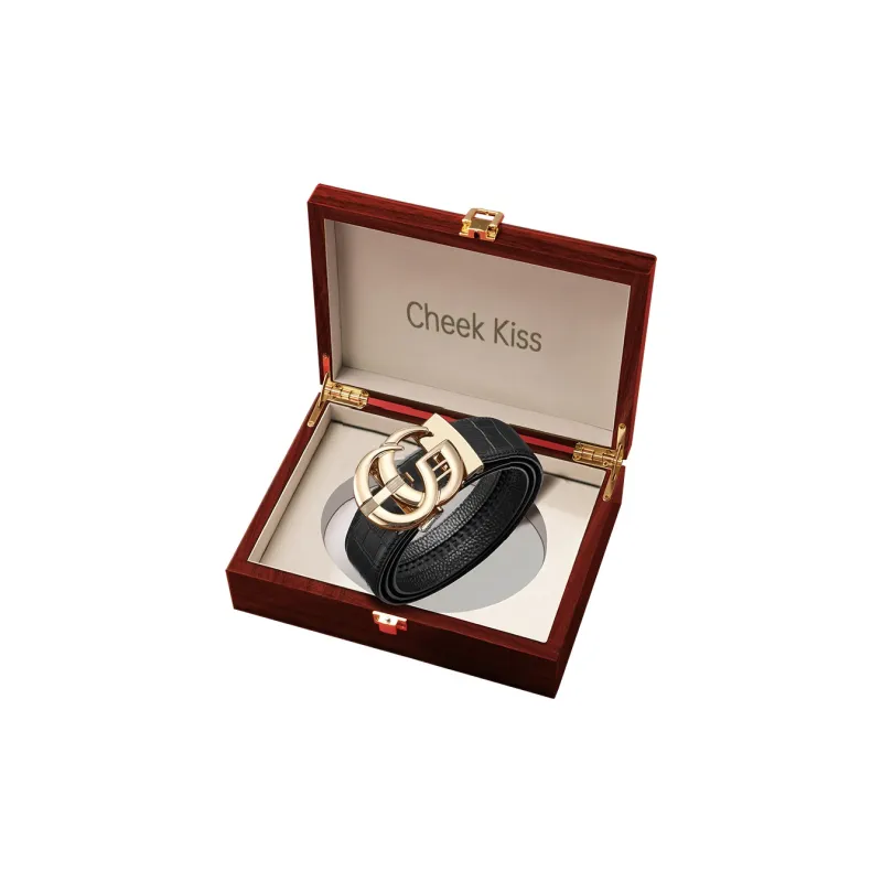 Cheekkiss Cow Leather Belts Men's Gunmetal Gold 3.5cm-5
