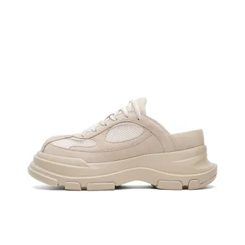 OUBT Fashion Individual Mules Breathable And Slip Resistant Low Top Chunky Sneakers Unisex Milk Tea